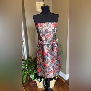 David Meister Floral Strapless Dress